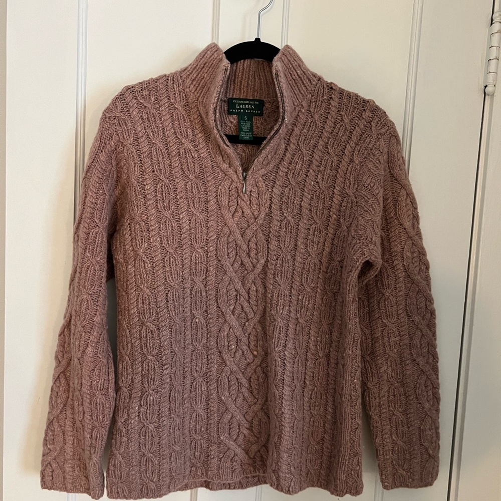 Lauren Ralph Lauren Mauve Cable Knit Turtleneck Sweater